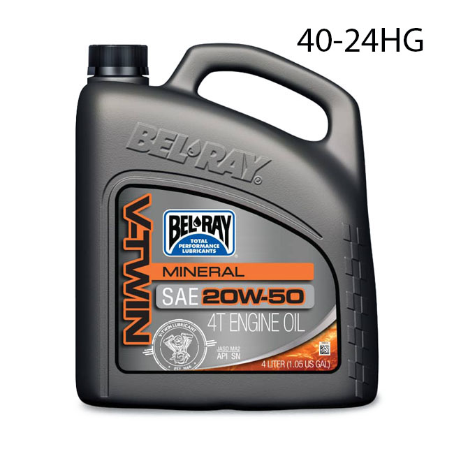 40-24HG Bel-Ray V-Twin mineral motor oil, 20W50. 4L