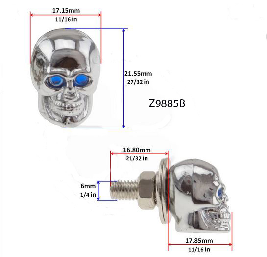 Z9885B BULLONCINO TARGA TESCHIO OCCHI BLU