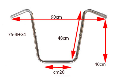 75-4HG4 MANUBRIO "APE HANGER" ALTO DA 25mm, PER HD, ALTO 480mm